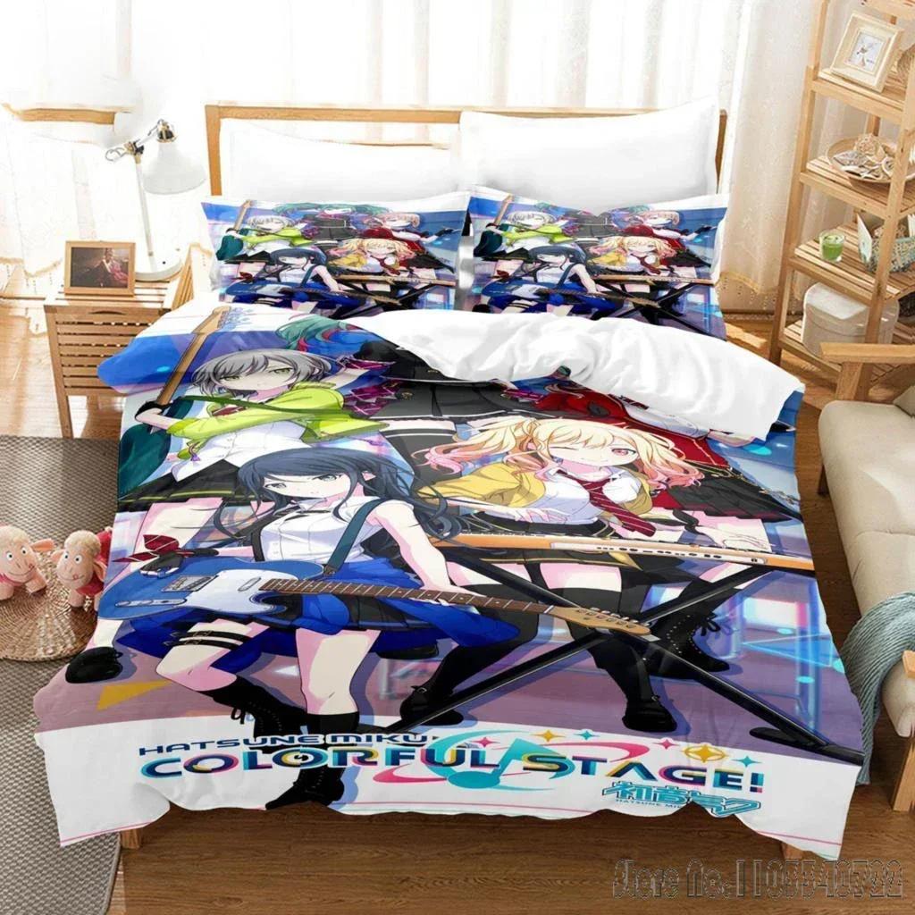 Anime Girls Hatsune Miku Weak Voice Duvet Cover Set HD Comforter Cover for Kids Bedding Sets Bedclothes Bedroom Decor