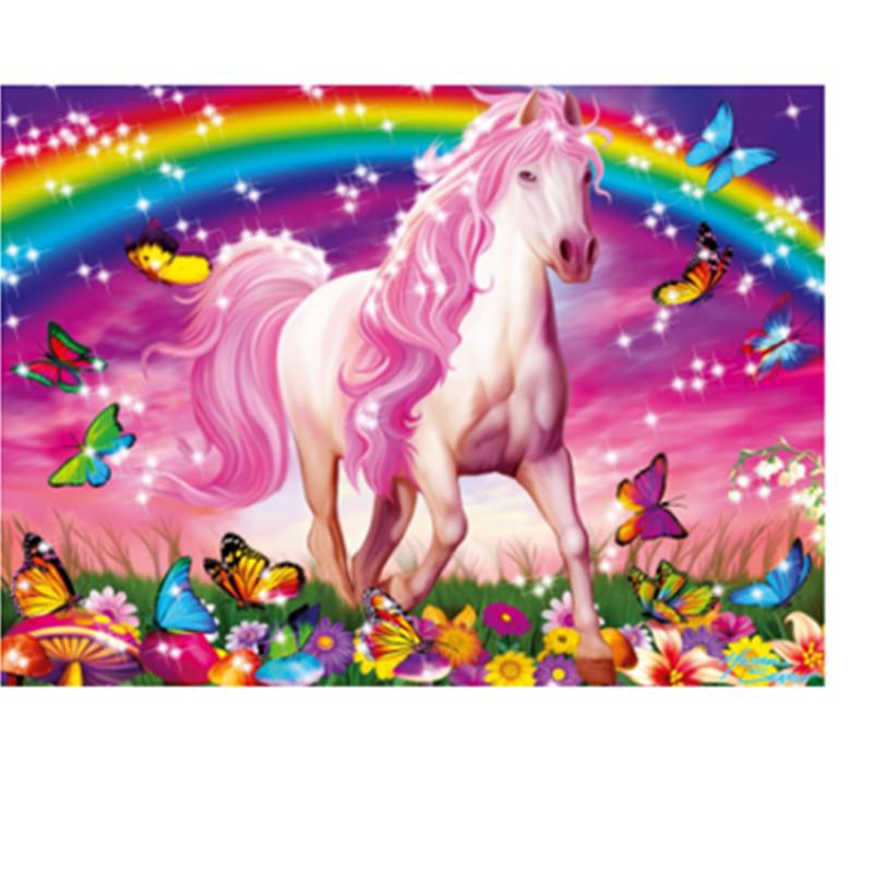 

5D DIY Бриллиантовая роспись Радужная лошадь Мозаика Произведение искусства Бриллиантовая вышивка Подарок или украшение Кровать Для детей Хобби
