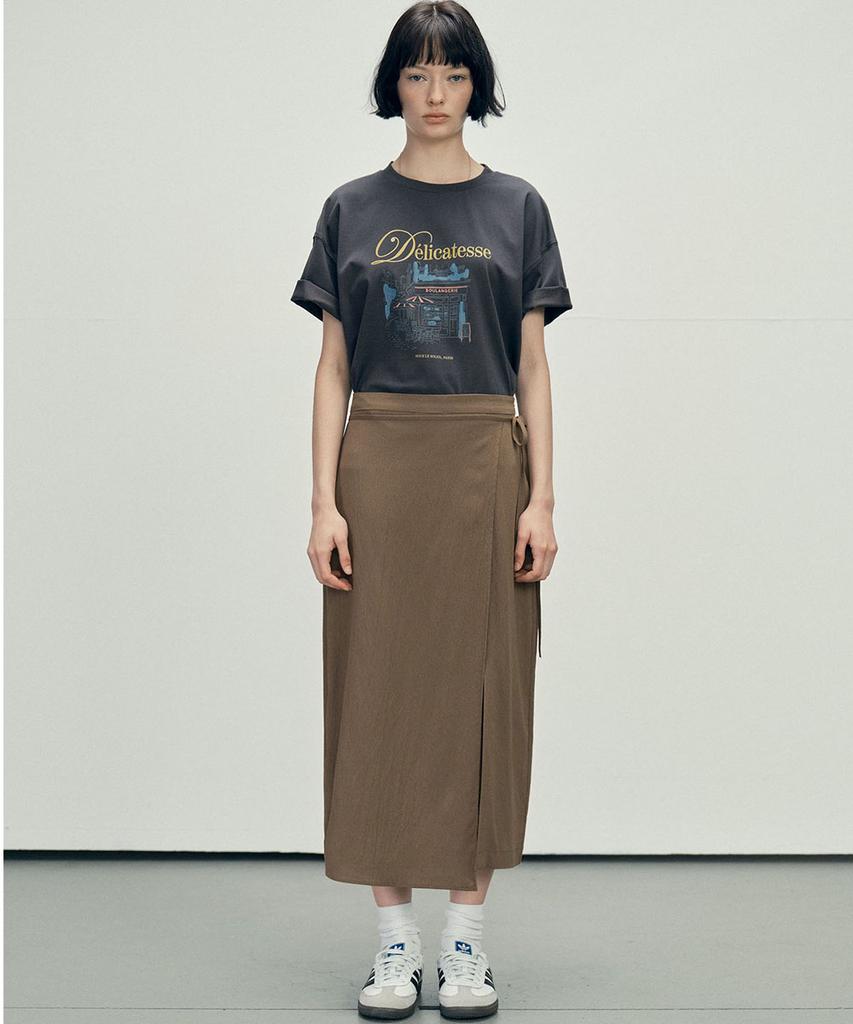 Marop 3115 Crinkle Wrap Skirt (Dark Beige)