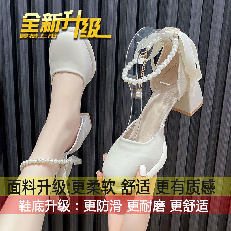 

Туфли Мэри Джейн на высоком каблуке в стиле феи, женские, весна-лето 2025, новые, французский темперамент, подходящая юбка, босоножки на толстом каблуке 35