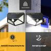 Outdoor 100LED Solar Light with Motion Sensor, 4-side Lights, Used for Exterior Walls, Courtyards, and Commercial Lighting