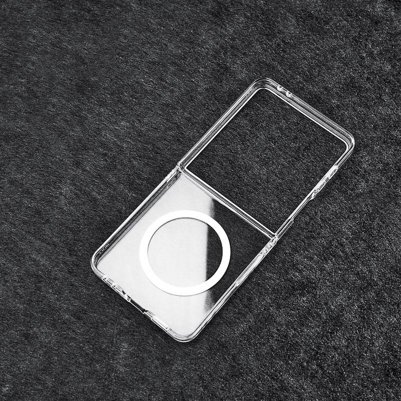 Transparent acrylic Magnetic Ring Phone Case For Samsung Z Flip 7 flip7 Galaxy Z Flip 6 5 4 3 Slim Camera protect Cover