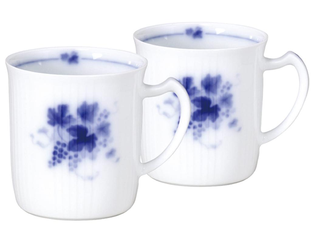 Okura Art Pottery Pair of Microwave and Dishwasher Made In "Vineyard Wind" Mugs, Coffee/Tea, Approx. 310cc, Safe, Japan, 105CR/8080