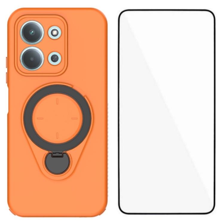2-in-1 Handyhülle mit Ring-Ständer und Displayschutz aus gehärtetem Glas Für Redmi 15 5G Global 169,5 mm, Stoßfeste Schutzhülle aus PC+TPU