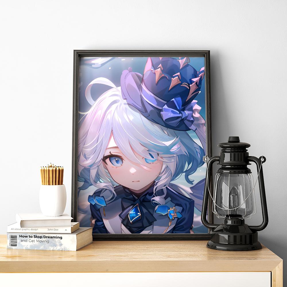1pc Popular Anime Game Cute Girl Furina Genshin Impact Poster HD Posters Home Room Bar Cafe Decor Art Wall Painting Picture