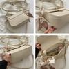 with Ribbon PU Leather Shoulder Bag Korean Style Chain Crossbody Bag Small Square Bag  Autumn