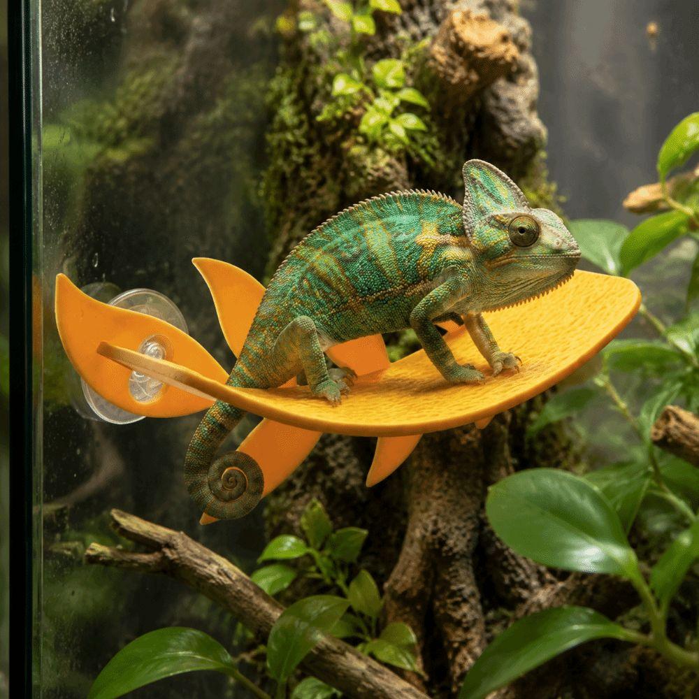 PLA Lizard Habitat Leaf Suction Cups Basking Rest Terrace  Reptile Basking Area