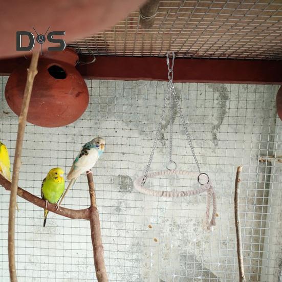 Parrot Bird Toy Cotton Rope Circle Toy Parrot Chew Bite Perch Bird Stand Climb Hanging Toy Swing Rope Ring Bird Cage Accessory