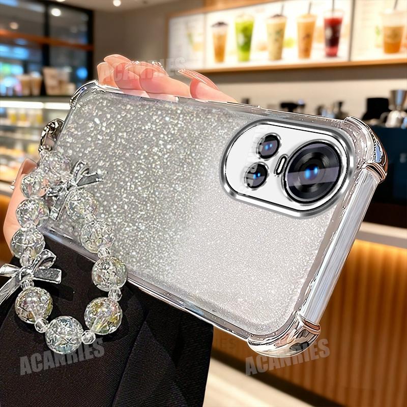 

Reno10pro Luxury Star Lanyard Chain Plating Glitter Shockproof Silicone Case For Oppo Reno 10 10pro Reno10pro Soft Back Cover Oppo Reno10 Pro