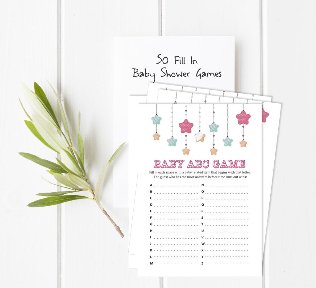 Inkdotpot 50 BabyA  AlphabetA  ABCA  GameA  Star Baby Shower Game Gender Neutral Party
