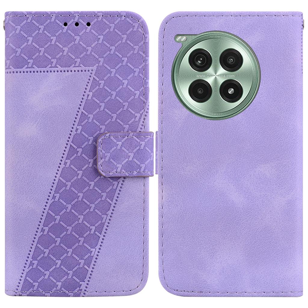 For OnePlus Ace 3 Pro 5G Stand Case 7-Shaped Pattern Imprint Leather Phone Cover