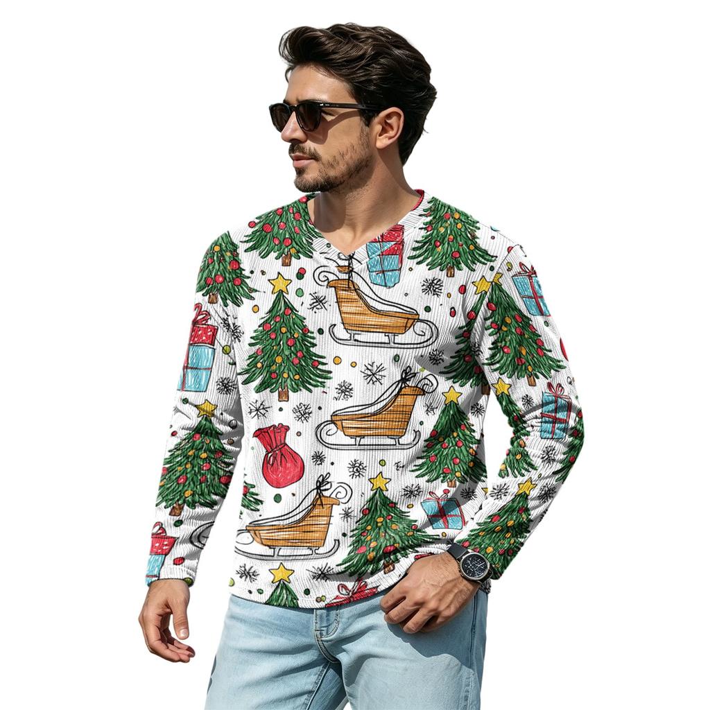 Men's Casual Loose Fit V-Neck Top