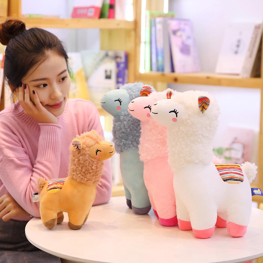 Girly Heart Squinting Alpaca Plush Toy | Stuffed Llama Doll for Children