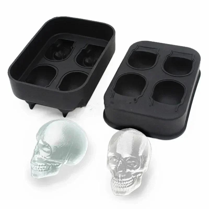 3D Skull Ice Block Mold Skull Shape Whiskey Ice Block Silicone Skull Ice Grid Ice Model Bar Creative Skull Silicone Ice Grid