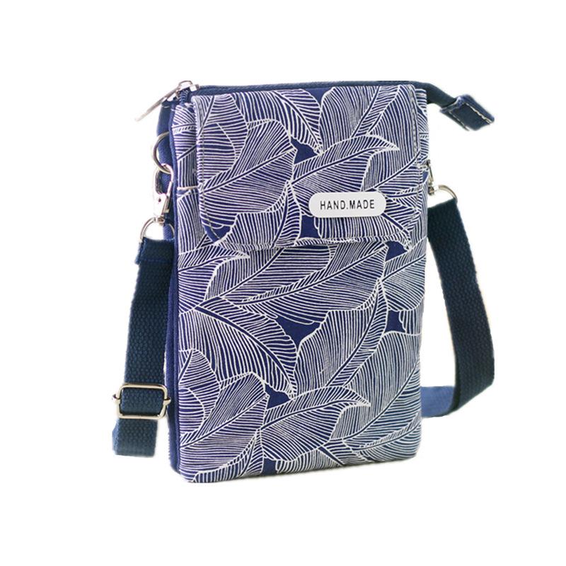Sac bandoulière à 5 couches à grand écran avec motif de feuilles pastorales pour femmes