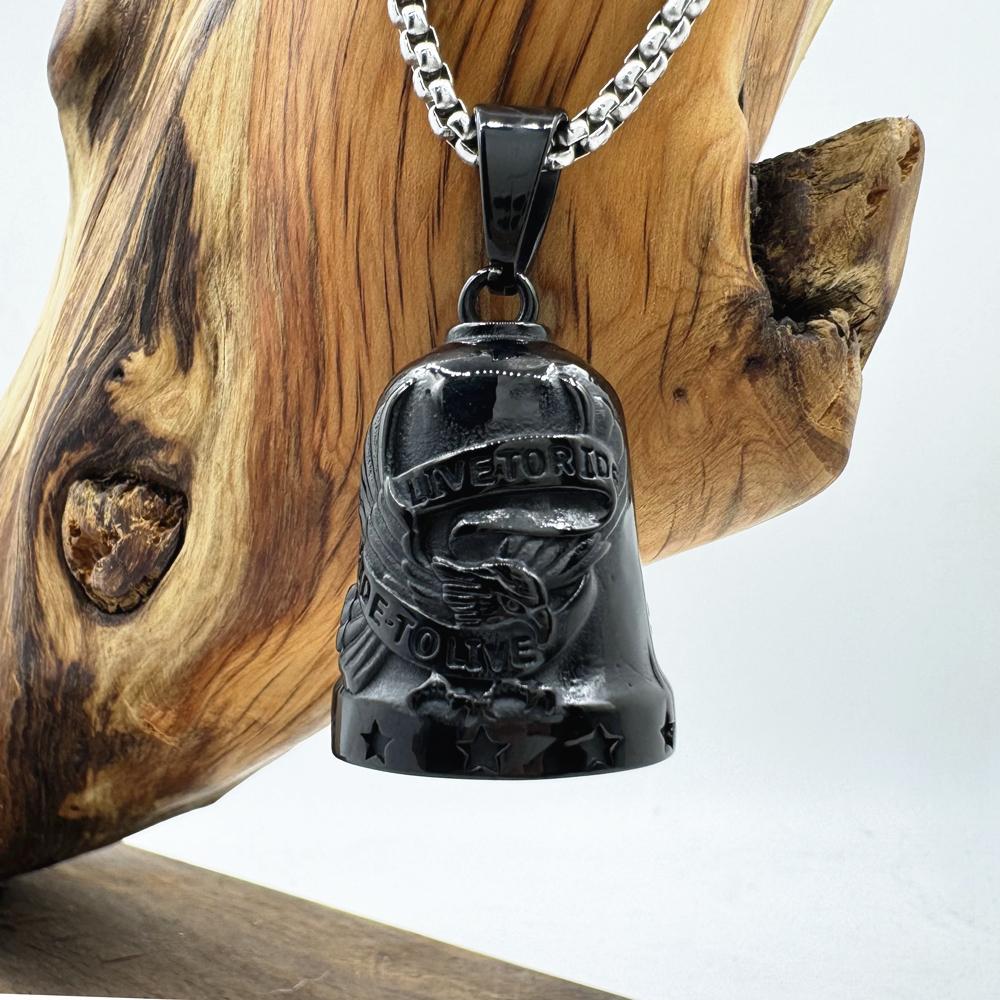 Ride To Live Eagle Bell Pendant 316L Stainless Steel Polish Motorcycles Stars Men Necklace