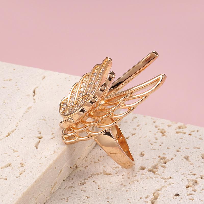 SIMJOO Fashion Rose Gold Multi-Level-Flügel Zirkon Damenring