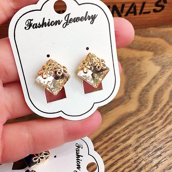 Pendientes Vintage con Clip de cristal y flor hueca para mujer, sin orificio para la oreja, joyería elegante para fiesta y boda