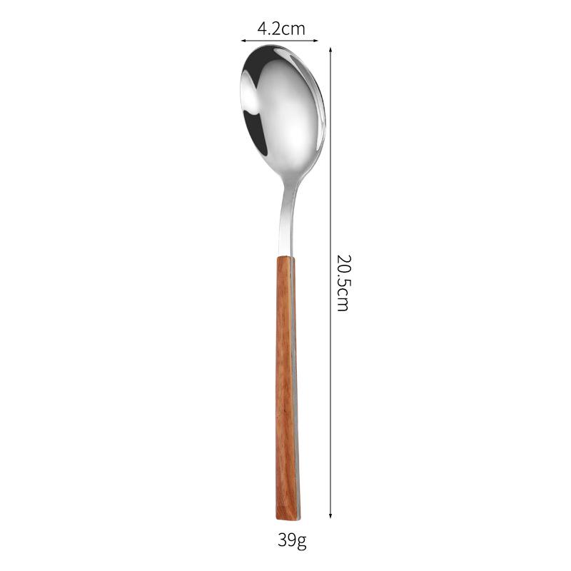 Korean Style Stainless Steel Cutlery Set: Knife, Fork, Spoons with Creative Anti-Wood Handles for Steak, Fruit, and Dessert
