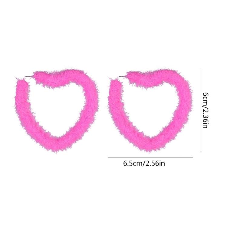 Sweet Cool Plush Heart Hoop Earrings Exaggerated Dangle Earrings Birthday Gift