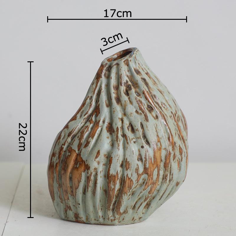 Retro Imitation Rust Ceramic Vase Mottled Texture Flower Pot Table Decoration Flowers Arrangement Vases Room Aesthetic Decor