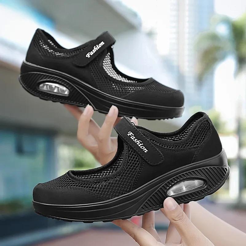 Mode Kvinnor Sommar Lätta Sneakers Dam Luftkudde Löpning Sportskor Andningsbara Snabbtorkande Mjuka Flats