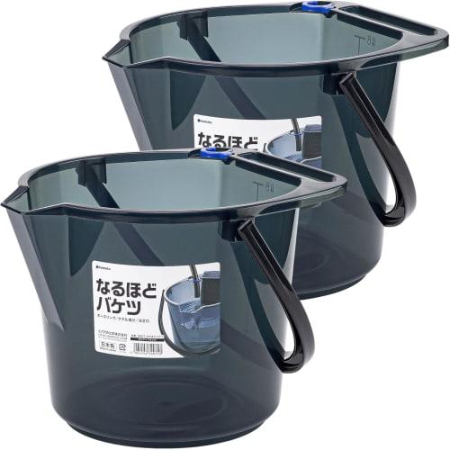 

Inomata Chemical (Inomata-K) 8L Bucket, Set of 2, Clear Black, Made in Japan, Transparent, Idea, Towel Rack, Spout, Hose Holder, Cleaning, Car Wash, G