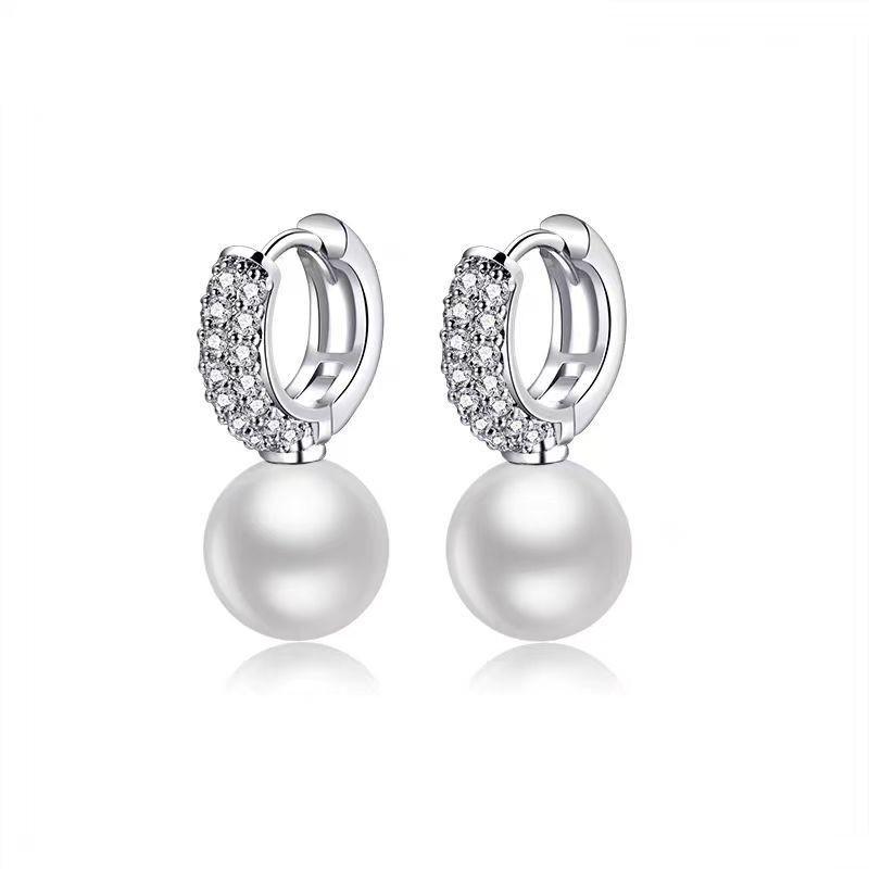 Korean Style S925 Silver Pearl Stud Earrings for Women - Simple, Elegant, and High-End