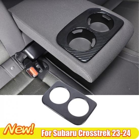 

ABS Carbon Fiber Interior Rear Seat Cup Holder Cover For Subaru Crosstrek 23-24