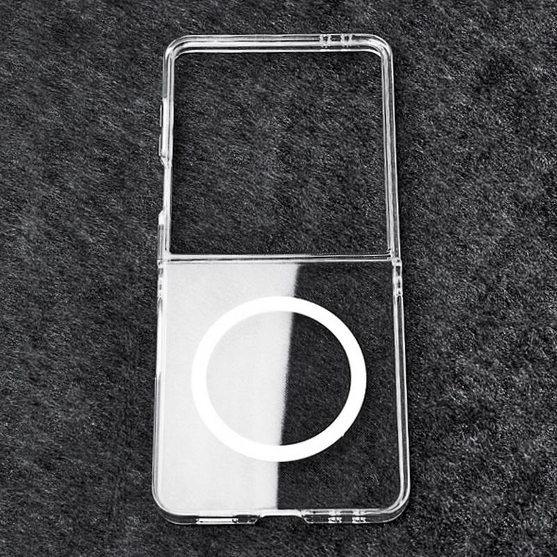 Transparent acrylic Magnetic Ring Phone Case For Samsung Z Flip 7 flip7 Galaxy Z Flip 6 5 4 3 Slim Camera protect Cover