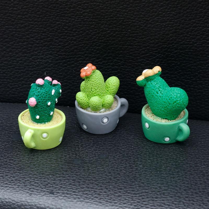 Mini cactus in vaso ornamenti per auto cruscotto auto cartone animato cactus tema decorazione interna ornamenti pianta verde vaso decorazione
