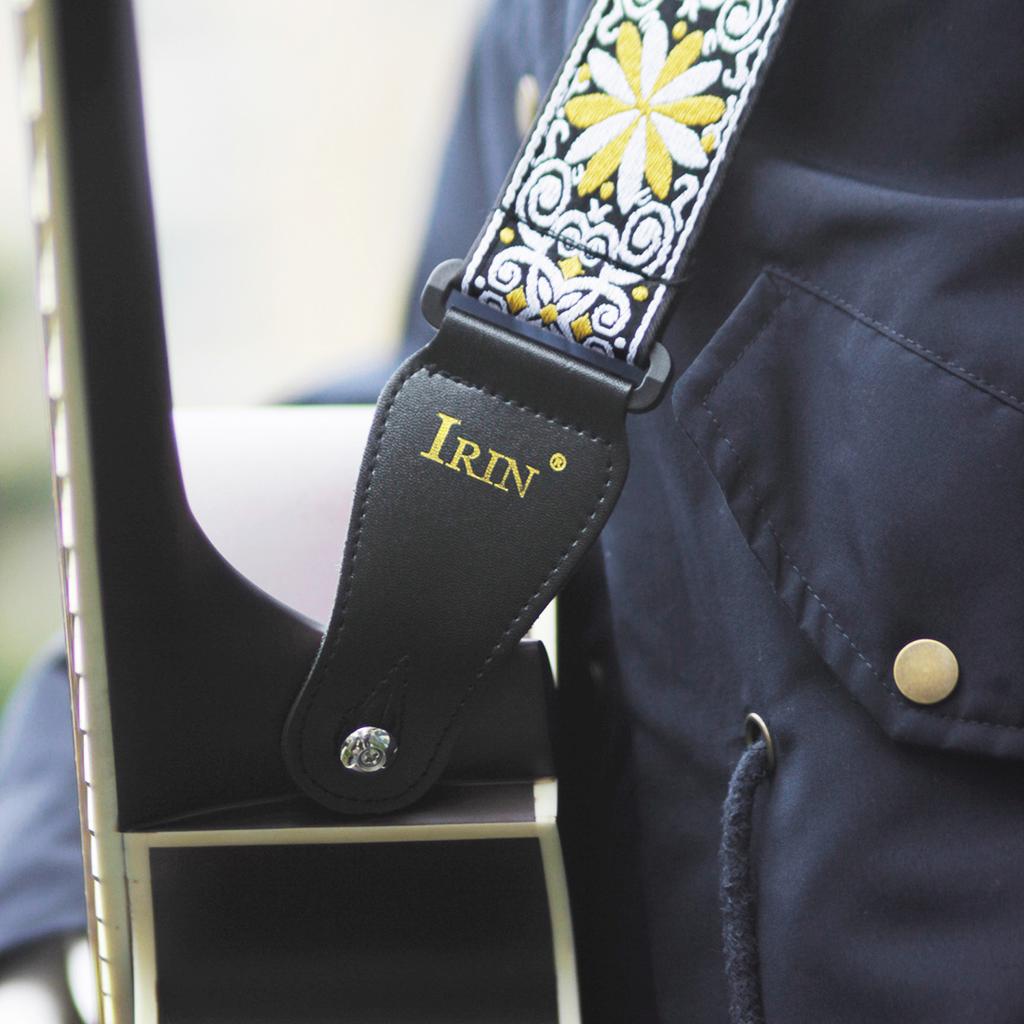 Vintage Blumen Streifen Bohemia Stil Nylon Gitarrengurt mit gewebten Stickereien Stoffe für Gitarre