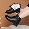 Autumn and Winter Soft Leather Non-slip Short Boots Female Mother Shoes Low Heel Thick Heel Velvet Thermal Cotton Boots Middle-aged Large Size Women