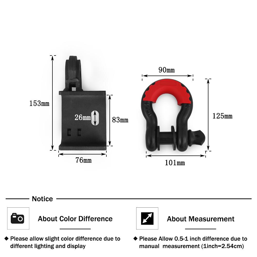 Vordere Dämon Abschlepphaken Halterungen Mit 3/4" D-Ring Schäkel Halterungs Kit DAC744 Für Toyota Tacoma 2009-2023