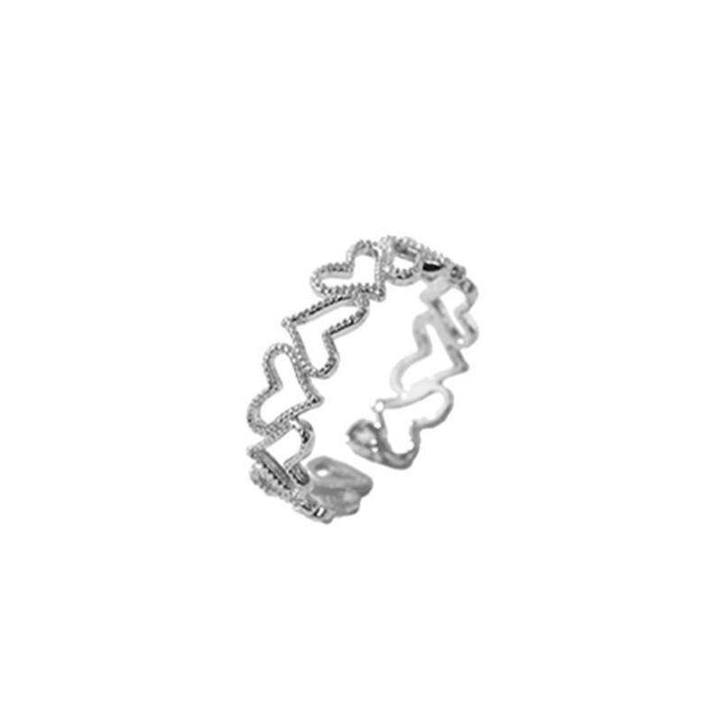 New Simple Personality Hollow Love Elegant 925 Sterling Silver Jewelry Sweet Heart-shaped Exquisite Opening Rings TYB557