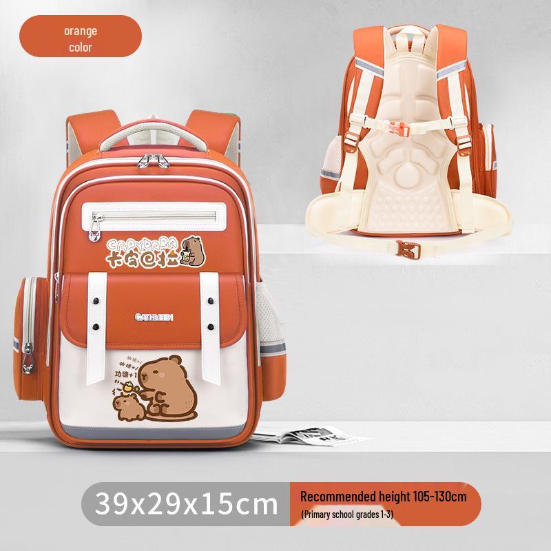 Capybara Oxford Spine-Support Backpack for Grades 1-6: Boys & Girls School Bag
