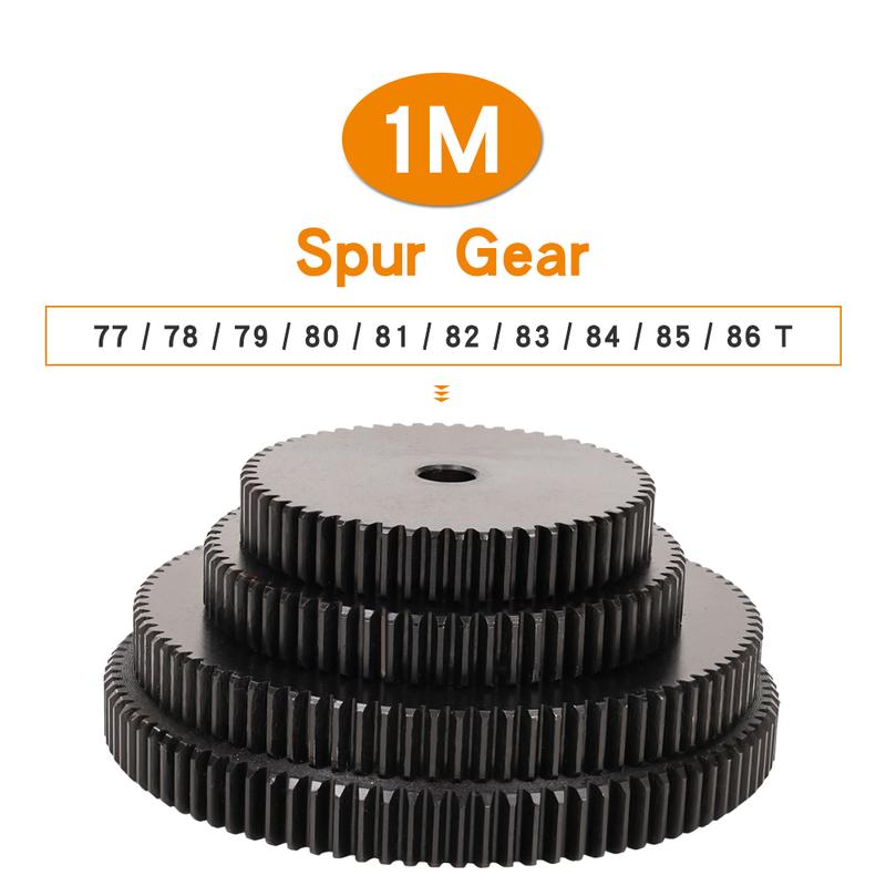 Spur Gear 1M-77T/78T/79T/80T/81T/82T/83T/84T/85T/86T Teeth Pitch 3.14 Mm Total Height 10 Mm Gear Wheel Carbon Steel Blackening