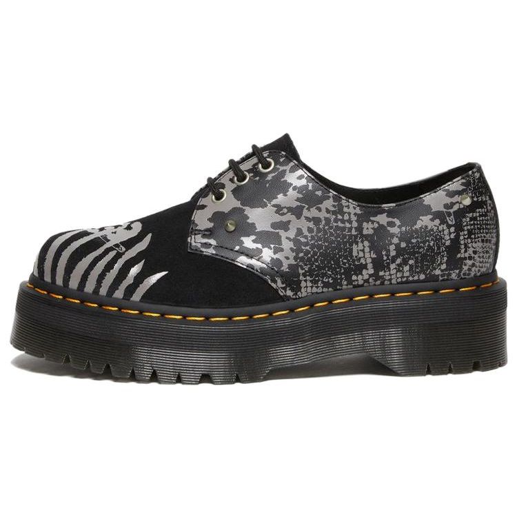Dr. Martens Leather 3 Eyelet Lace-Up Low Top Casual Shoes Unisex Casual Shoes Black Gray 27695001