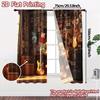 2pcs   2D FLAT PRINTING Curtains (Without Rod) Music Haven Chic Curtain Cloth Durable Polyester Curtains Decorations Inside