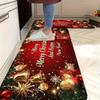 1Pcs Christmas Blessings Pattern Floor Mat Modern Kitchen Polyester Rug Non-Slip Colorful Indoor Carpet, For Home Bathroom Bedroom Living Room Decor