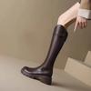 Bottes de chevalier à ouverture en V bottes longues semelle épaisse talon épais haut tube pour M rondes circumference de jambe élargie