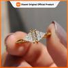 Huitan Chic Luxury Triangle Zirconia Ring Fashion Lady Gold Color Finger Jewelry for Engagement Bridal Wedding Band Accessories
