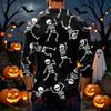 Men's Long Sleeve T-Shirt with Halloween Print for Casual Festival Wear
