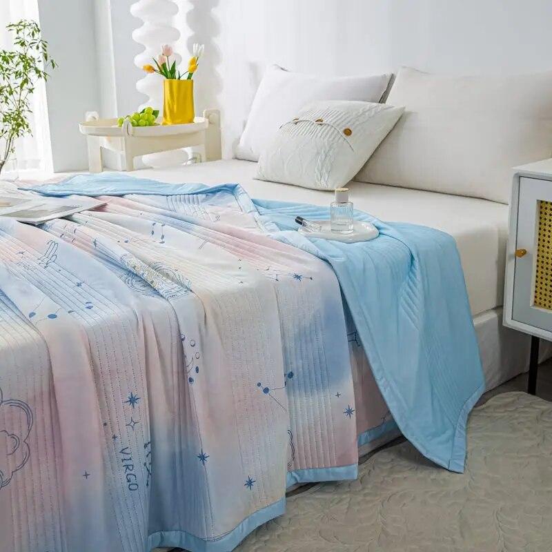 Air Condition Thin Blanket Summer Quilt Cover Cool Summer Cotton Quilt King Size Lace Free Shipping Down Blue Bedding Set Washed