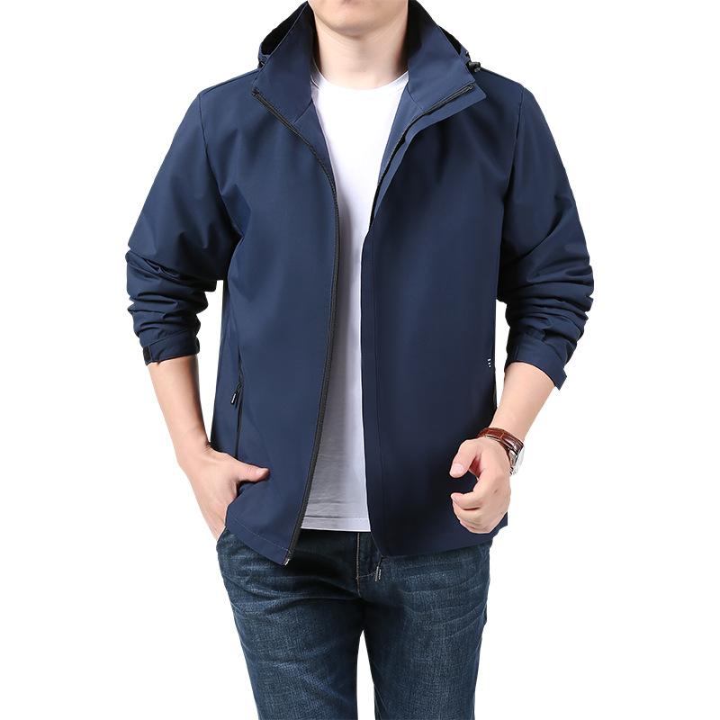 Men's Spring and Autumn Coat Printing Thin Hooded Windbreaker Outdoor Sports Jacket Men's Jacket