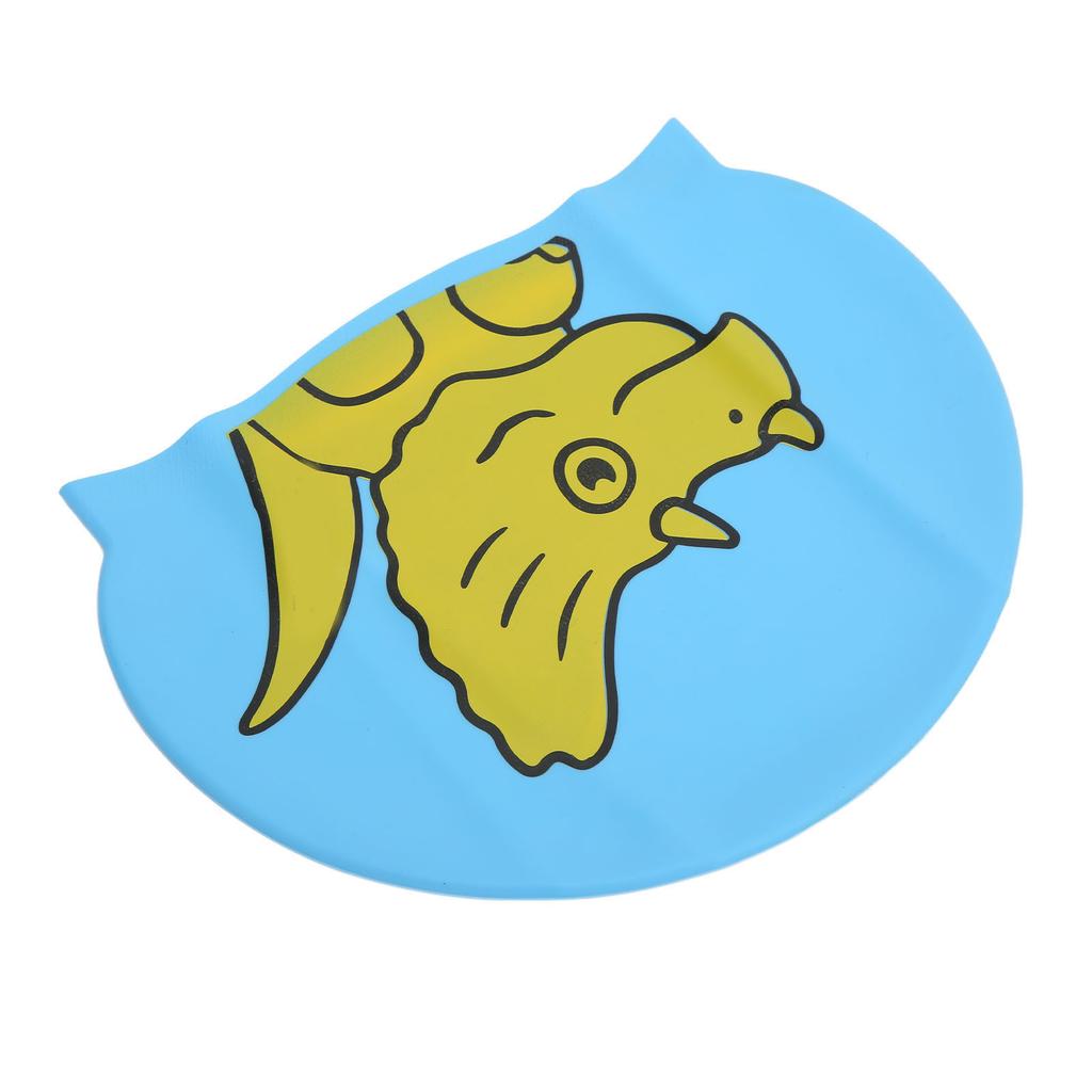 Cartoon Animal Kids Silicone Swimming Cap 3D Ear Protection Swim Cap for Short Long Hair Boys GirlsBlue Dinosaur