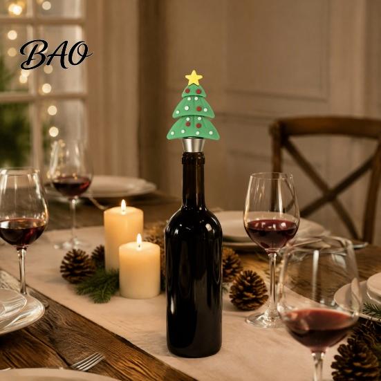 Festive Bottle Plugs Christmas Wine Stopper, Stainless Steel Reusable Cork, Decorative PVC Cartoon Stoppers Toppers Design, Airtight Sealing