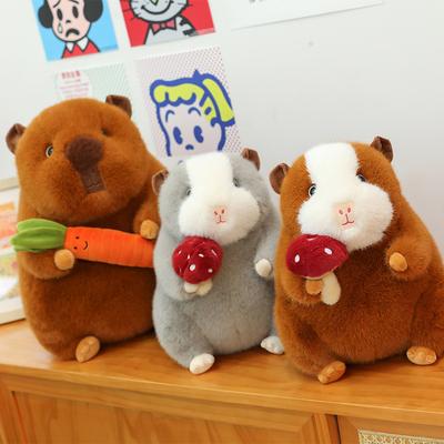 Milk Cute Sitting Mushroom Guinea Pig Plush Toy Grab Machine Doll Children Sleeping Pillow Ring Carrot Pig