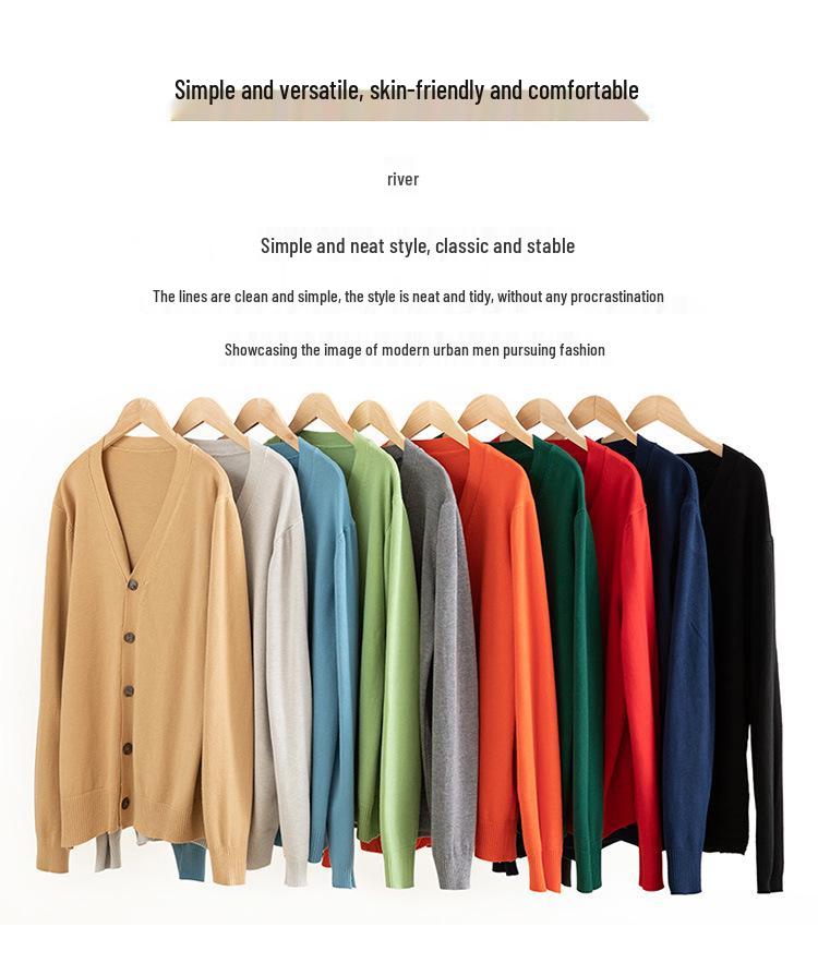 Men's Classic Korean V-Neck Knit Cardigan Sweater Jacket