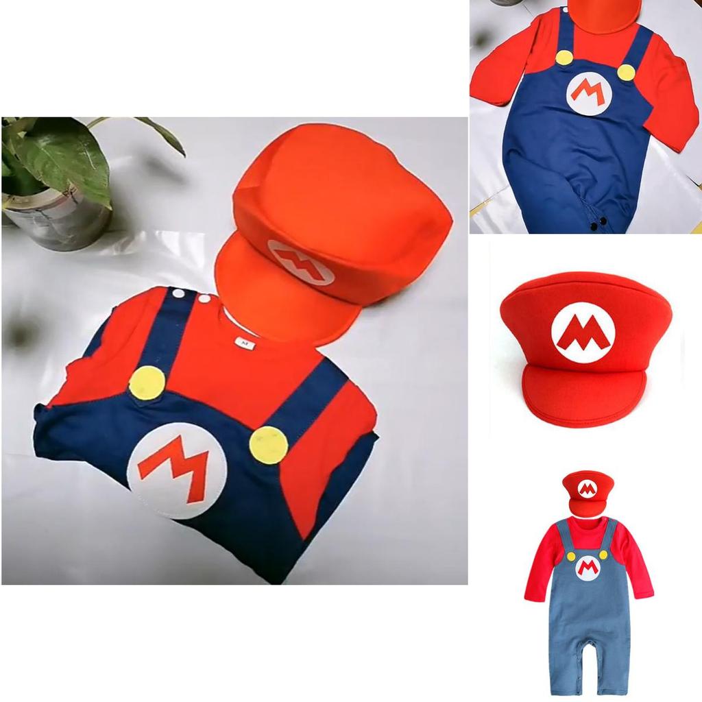 Super Mario Cartoon Cotton Onesie For Babies Cosplay Outfit For Boys And Girls